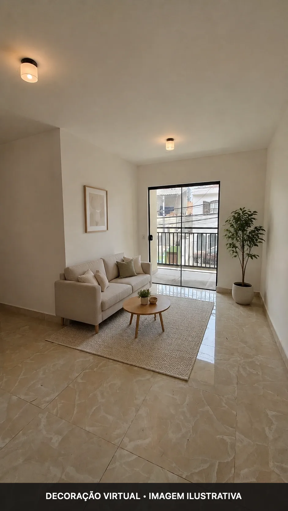 Simulação de decoração da sala do Residencial Inglesa